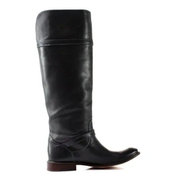 Frye Tall Black Leather Shirley Riding Boots- Size 6.5 - Picture 5 of 12
